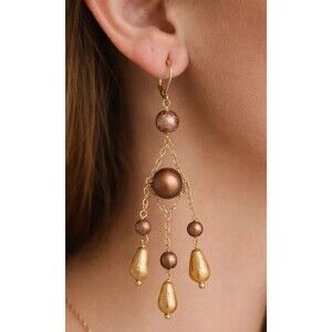 Vintage Bloomingdale's Y2K  Chandelier Drop Earrings New wTag Copper Lightweight